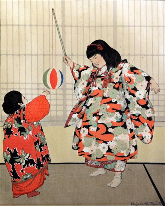 Elizabeth Keith (1887-1956) Children playing 13.5 x 11.25in. unframed